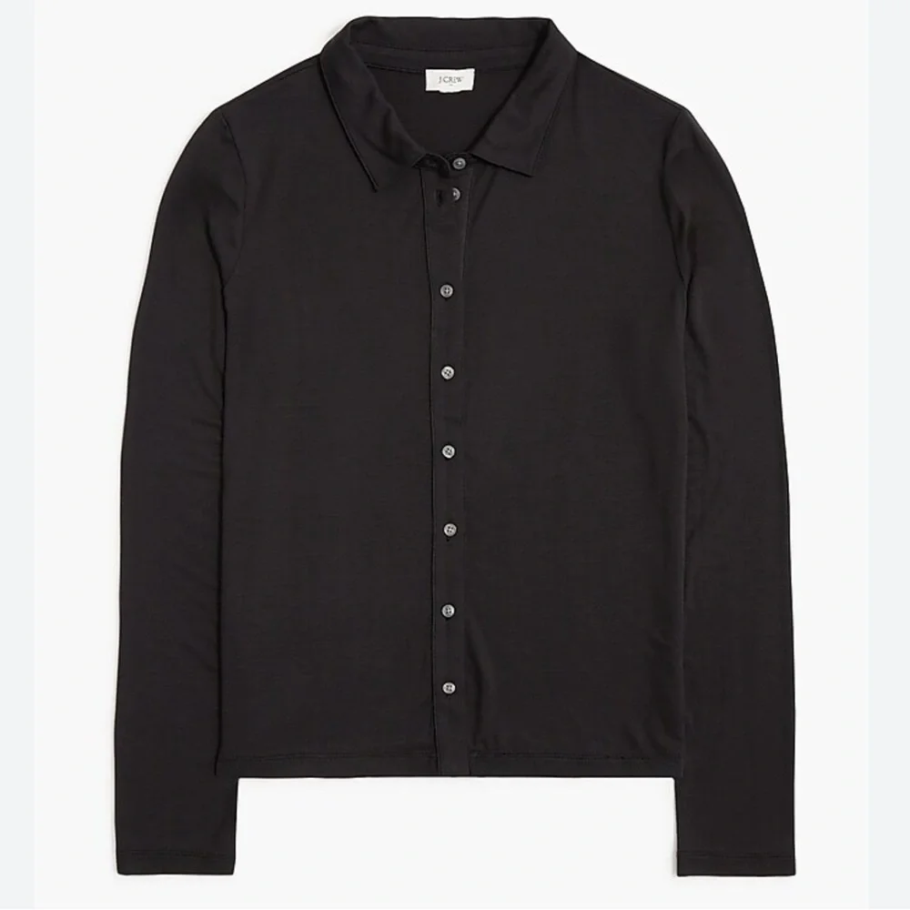 NWT JCrew Black Knit long-sleeve button-up top Sz XS Sold Out - Picture 4 of 11